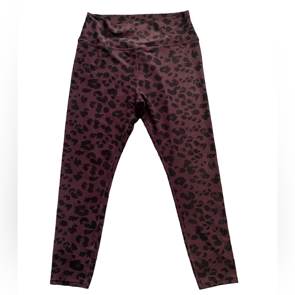 SAGE Purple Animal Print Leggings-Size Large